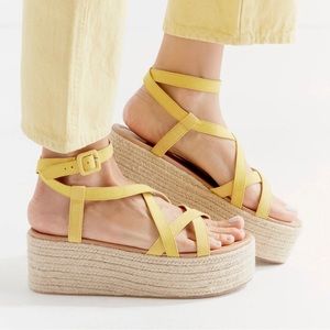 Urban Outfitters Yellow Wedges / 9 / NWOT but see photos
